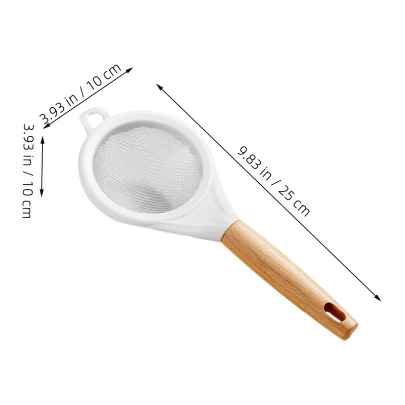 Mikinona Wooden Handle Stainless Steel Flour Sifter Baking Sieve Strainer