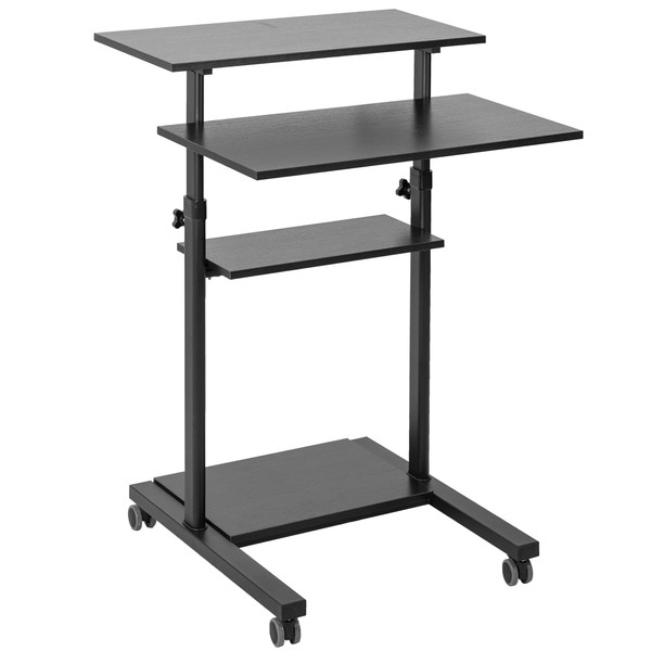 VIVO Mobile Height Adjustable Table Stand Up Desk with Storage,