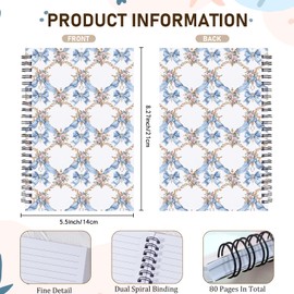 INCOK Spiral Notebook for Women - Preppy Note Book Cute Notepad School Study Stuff Office Stationery Supplies for Students (blue bow02)