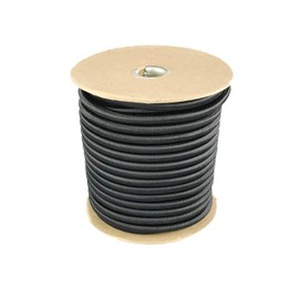 Elastic Bungee Cord. 3/16", 3/8", 1/4", 5/16", 1/8". 50 and 100 Foot Spools. Weather and Abrasion Resistant. Used for Tie Downs, Crafting, DIY Projects. Black Shock Cord. Made in the USA