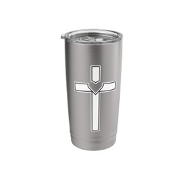 Simple Cross heart T-Shirt – Minimalist Christian Faith Tee Stainless Steel Insulated Tumbler