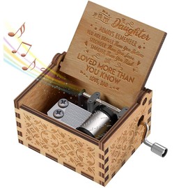 Micteney You Are My Sunshine Music Box for Daughter from Dad,Wooden Hand Crank Music Box Antique Carved Decorative Box Gift for Dad to Daughter,Play Tune You Are My Sunshine (Dad to daughter)