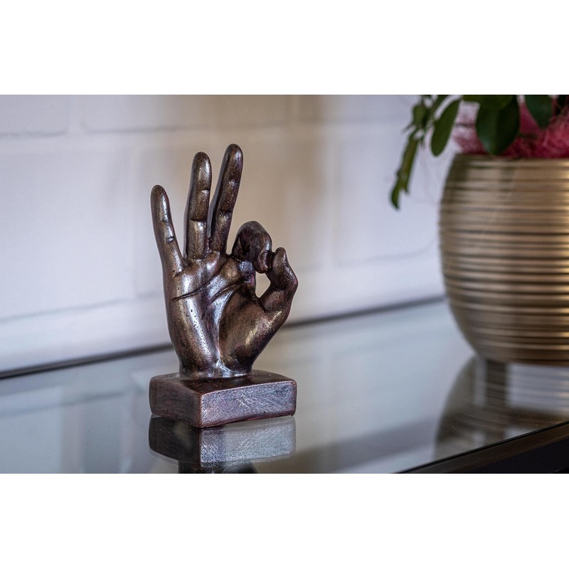 IDYL Modern sculpture figurine resin finger o.k. bronze-coloured. Dimensions: 9
