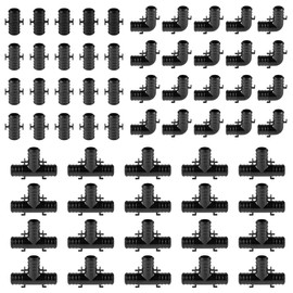 60-Pack EFIELD 3/4" Poly (PPSU) Barb Crimp Pex Fitting Combo With Position Tab, Tees, Elbows, Couplings 20 PCS/each, ASTM F2159