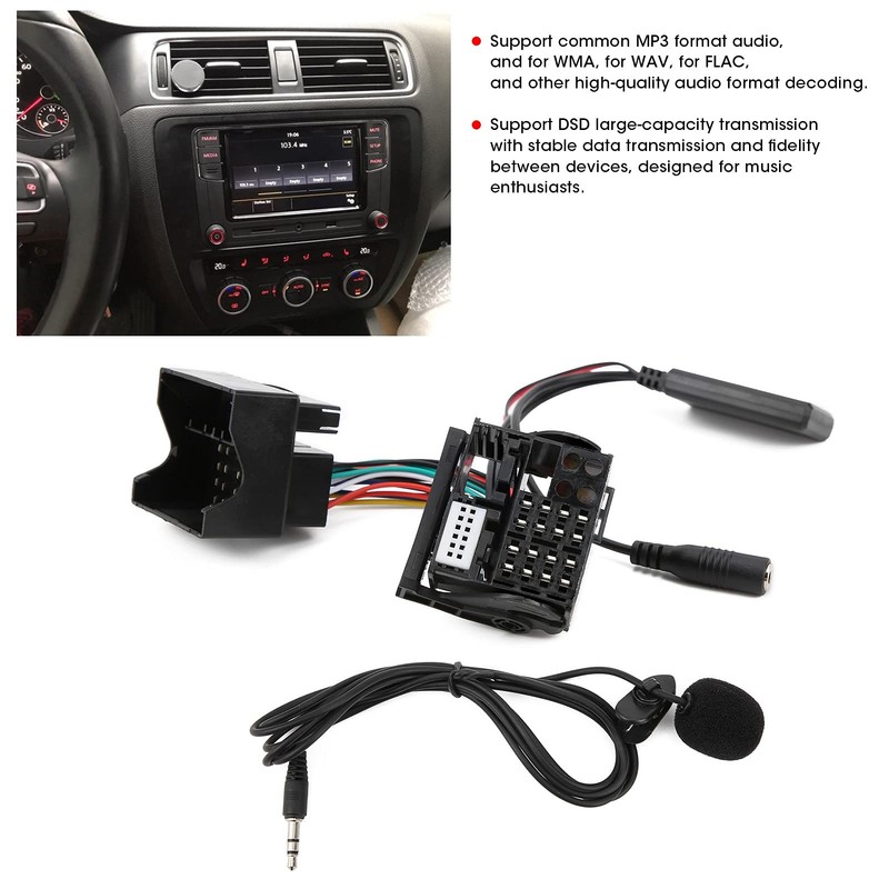 Car Bluetooth AUX Audio Cable, Microphone Adapter Additional Audio Cable