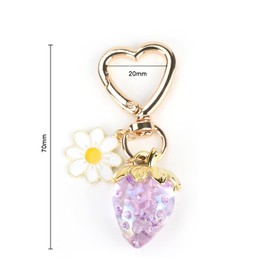 MUCOOS Cute Strawberry Keychain Charm,Strawberry Bag Charm & Purse Accessories for Girls, Strawberry Decor,Keychain for Backpacks,Purse,Handbags,and Gifts for Strawberry Lovers, Purple