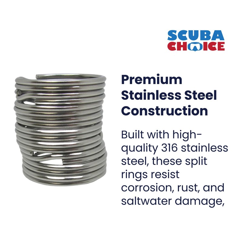 Scuba Choice 32.3mm Stainless Steel Split Rings for BCD Attachment,