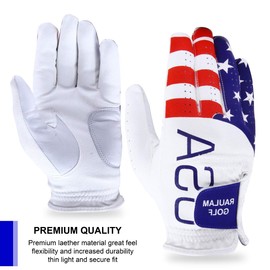 RAULAM INTERNATIONAL USA Flag Golf Gloves with Perfect Grip for Men and Women Golf Glove American Flag Left Hand Golf Glove Men Women Left Hand Right Hand,Golf Glove (Sareno) (Men Large, Left)