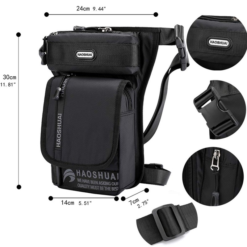 Drop Leg Bag Riñonera de Nailon Impermeable para Hombre, Multibolsillos,