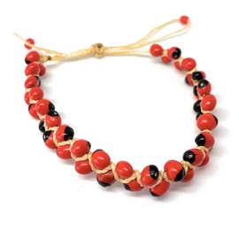 Peruvian Huayruro Seed Bracelet, for good luck. - Color: Beige String
