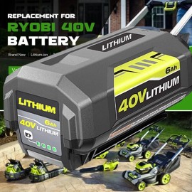For RYOBI 40V 6.0Ah Battery For Ryobi 40 Volt Lithium OP4050 OP4040 OP40602 NEW 6Ah