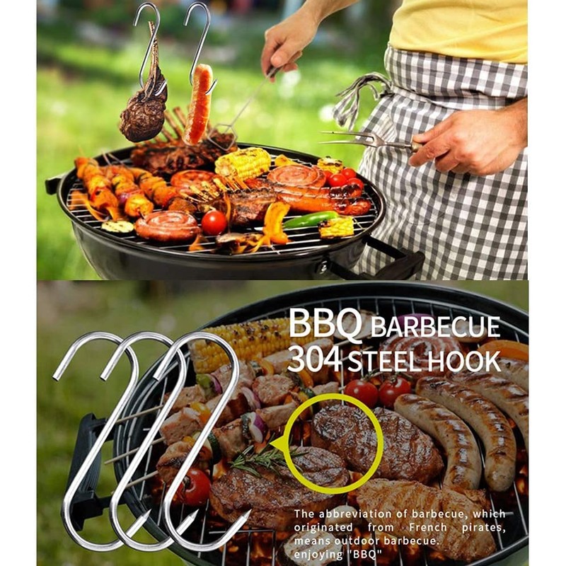 Meat Hooks 4'', Stainless Steel Butcher's Hook(10Pack), Meat Hook Tool