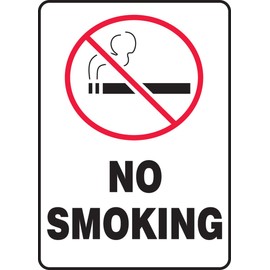 Accuform MSMK407VS Adhesive Vinyl Safety Sign, Legend "NO Smoking" with Graphic, 10" x 7", Red/Black on White