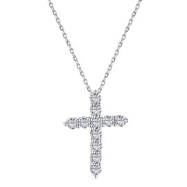 AHTAMOS Cross Necklace for Women 14K Gold Plated Silver Dainty Small Cross Pendant Choker with 5A Cubic Zirconia Simple Trendy Cute Cross Charm Chain Necklace, Gold Plated, Cubic Zirconia