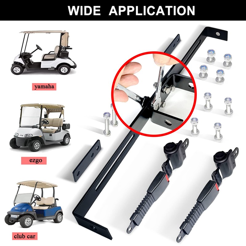 Retractable Golf Cart Seat Belt Bracket Kit for EZGO, Club