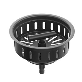 KONE Kitchen Sink Stopper Strainer Replacement for Standard 3-1/2 Inch Spin and Seal Drains with Threaded Stopper Function, Stainless Steel Sink Strainer, Black Twist Lock Basket Strainer Replacement