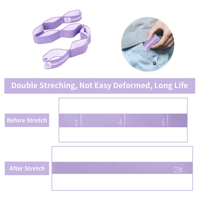 A AZURELIFE Premium Durable Stretch Straps with Loops, Stretching Strap