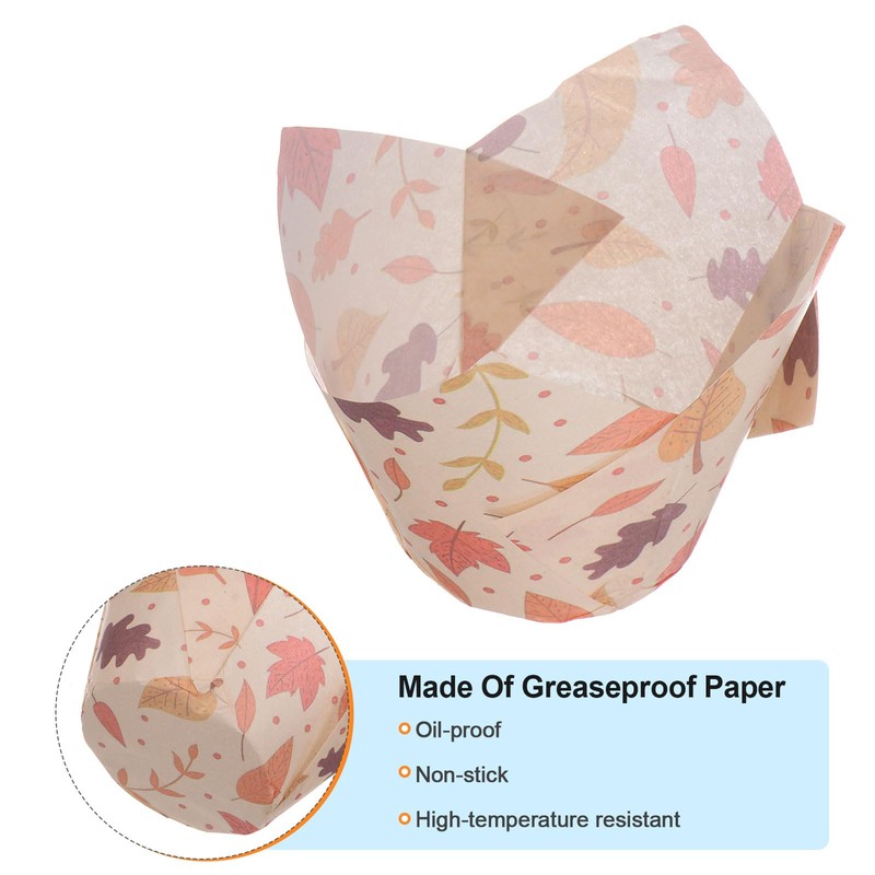 sourcing map 50pcs Tulip Cupcake Liners Greaseproof Baking Cups Paper