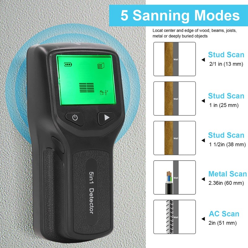 Stud Finder Wall Scanner Sensor 5 in 1 HD LCD
