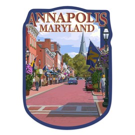 Die Cut Sticker Annapolis, Maryland, Street View, Contour Vinyl Sticker 1 to 3 inches (Waterproof Decal for Cars, Water Bottles, Laptops, Coolers), Small