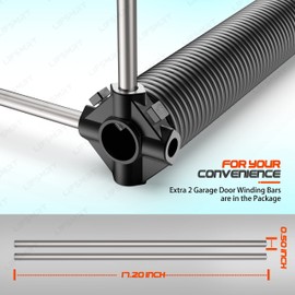 Pair of 2" Garage Door Torsion Springs Replacement Set with Winding Bars, Upgrade Precision Aluminum Stationary&Winding Cones,for Family Replacement and Installation,MIN 18,000 Cycles(0.207x2''x22'')
