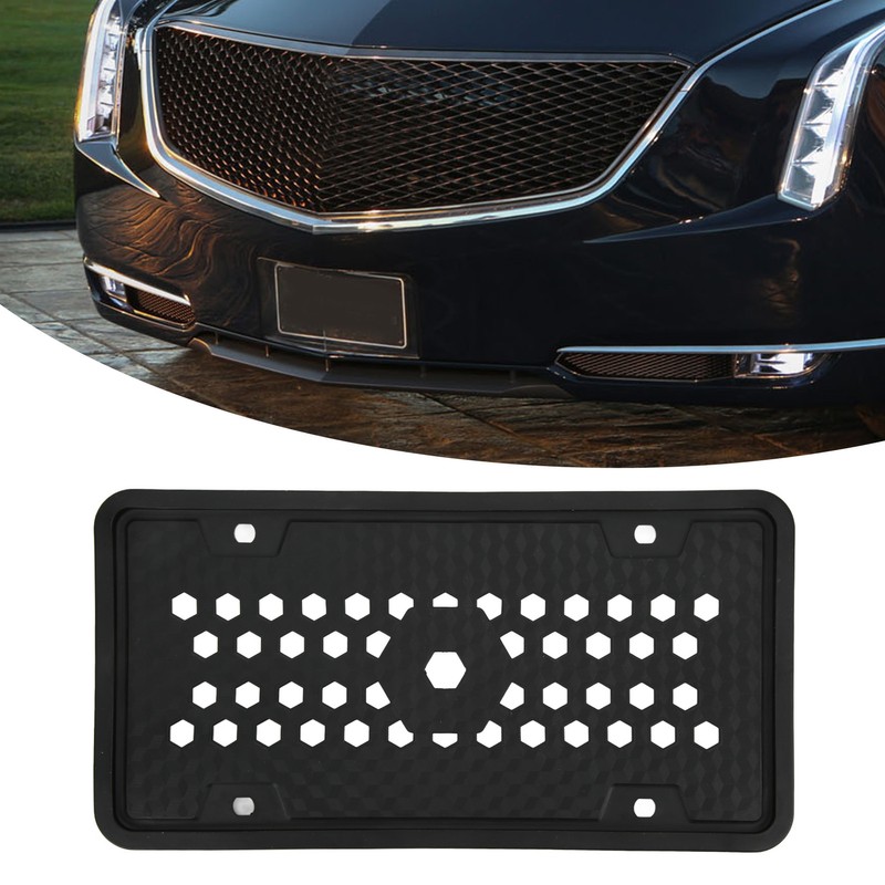 2PCS License Plate Protector Silicone Frame Soft Flexible Black 305x155mm