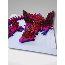 Dragon 3D Printed Silk Crystal-wing articulated dragon 20" red sparkle pink purple HOT!
