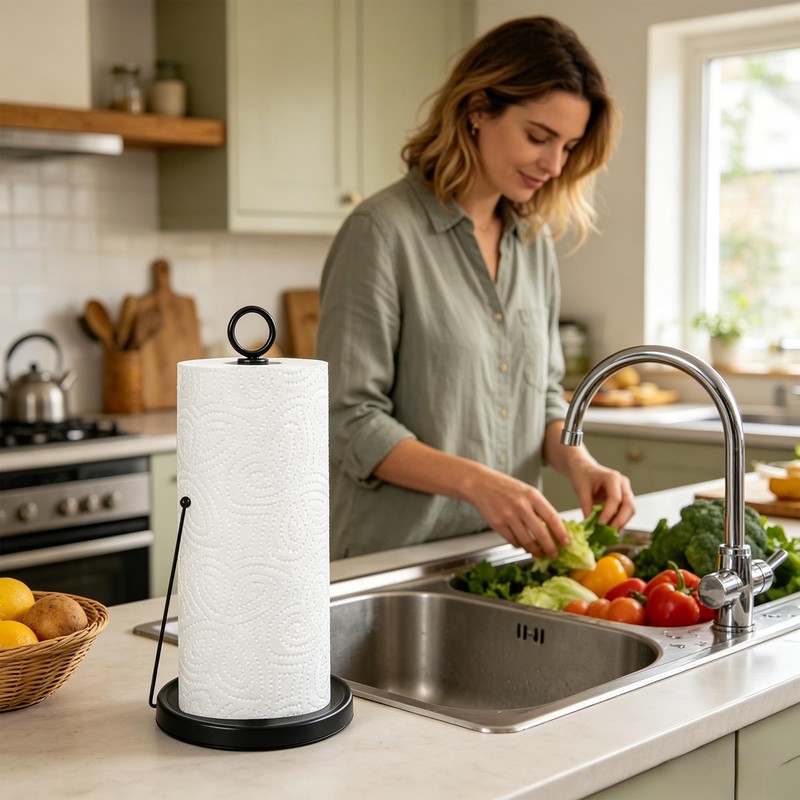 GOWODOOO Countertop Paper Towel Holder for Kitchen–Weighted Base with Non-Slip