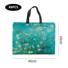 DHSBGWSX Pack of 6 Flower Shopping Bags, Reusable Shopping Bags, Gift Bags, Waterproof Shopping Bags, Grocery Shopping Bags, Flower Bags, Perfect for Going Out, Outdoors, Green