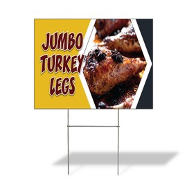 Fastasticdeals Weatherproof Yard Sign Jumbo Turkey Legs Advertising Printing B Yellow Lawn Garden BBQ 18x12 Inches 1 Side Print