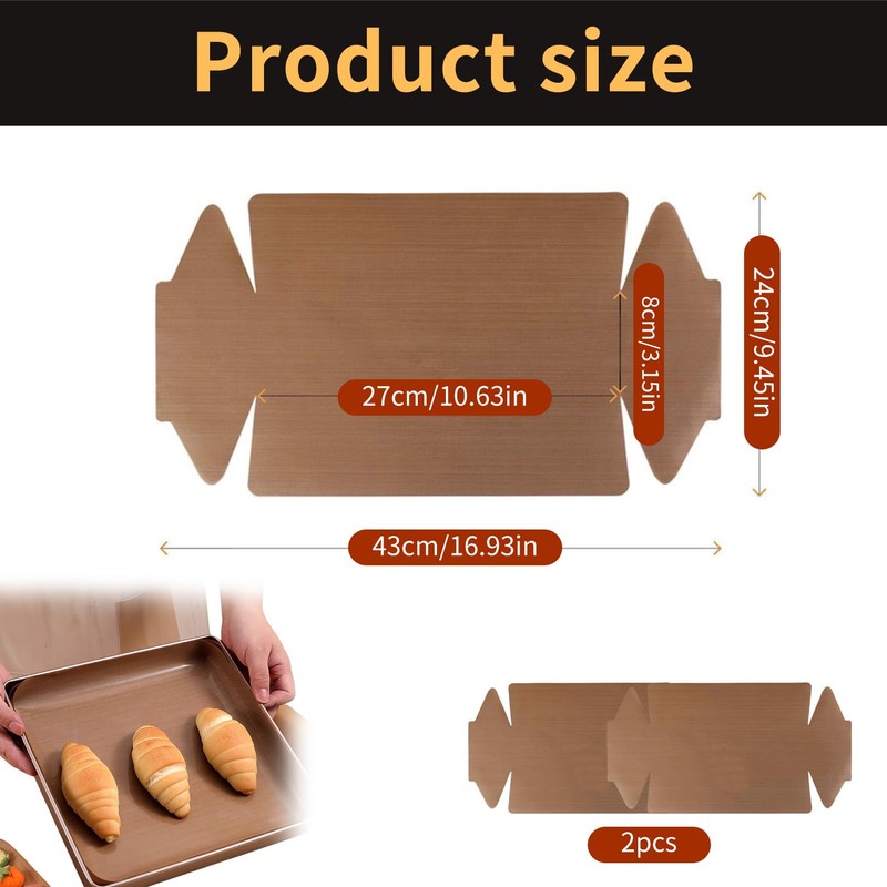 2 Stück Backpapier Wiederverwendbar,Dauerbackfolie für Backblech Backofen,Backfolie Wiederverwendbar,Backpapier Zuschnitte,Dauerbackmatte Hitzebeständig,Dauerbackfolie