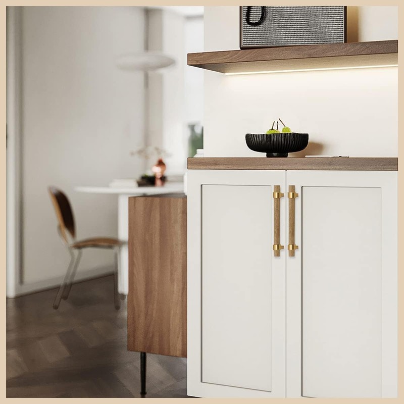 SYZOW 6 Pack Wood Cabinet Pulls 160Hole Center Wood Cabinet