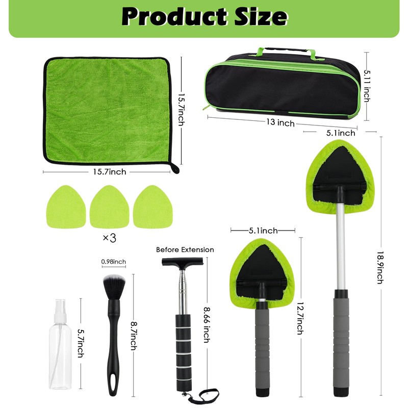 NexaBrush 7PCS Windshield Cleaner Tool, Car Windshield Cleaner Tool+Side Mirror