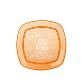 Nûby Nuby Fun Feeding Square Plate - Durable - Fun - Travel - BPA Free - Orange