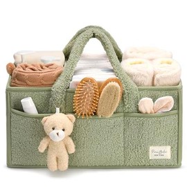 PERABELLA Baby Diaper Caddy Organizer - Compact Design for Easy Storage & Organization, Gift for Baby Shower, Car Caddy Organizer, Nursery Diaper Organizer - Color: Pink