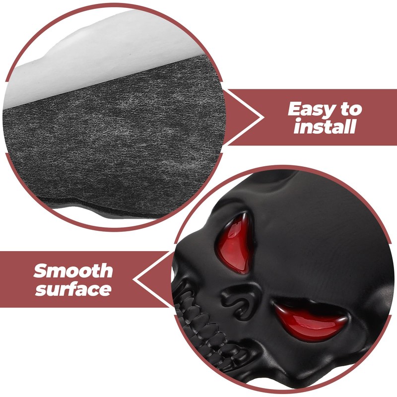 BESPORTBLE Skull Car Emblem 3D Black Metal Sticker Demon Skull