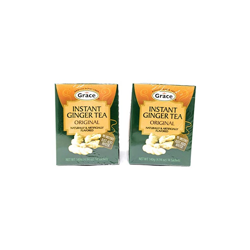 Grace Instant Ginger Pre-Sweetened Original Tea (2 Pack, Total of