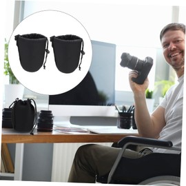 BUGUUYO 2pcs Camera Lens Pouch Bag Drawstring Neoprene Lens Case for DSLR Shockproof Water-Resistant Universal Fit for 7cm Length 8cm Diameter Lenses