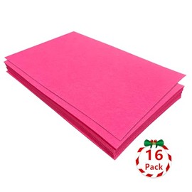 Jtnohx Felt for Crafts, 16 Pcs Felt Fabric, 7"×11.3" Stiff Felt Sheets, Craft Felt Square for Sewing (Dark Pink)