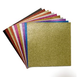 YZH Crafts Glitter Cardstock Paper,No-Shed Shimmer Glitter Paper,Crafting Assorted Glitter Paper Pad 12 Inch by 12 Inch 12 Sheets,250GSM, (Mix B)