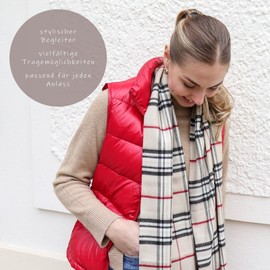 Giorgio Rimaldi Scarf 30 x 180 cm - Softer than Cashmere - Made in Germany - Checked Scarf for Men and Women - Perfect for Autumn and Winter, camel