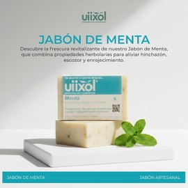Uiixol Jabones Artesanales en Barra con Aceite Esencial de Menta Pack de 5 Jabones Naturales con Arcilla Verde y Aromaterapia Jabón en Barra Corporal Vegano 100 g c/u