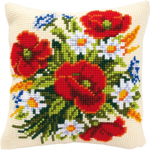 Vervaco Cross Stitch Cushion Kit Flowers 16" x 16"