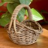 Vintage 1980's Wicker Basket w/ Handle Small Miniature 4"L X