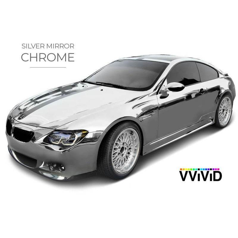 VViViD Silver Mirror Chrome Cast Vinyl Wrap Self-Adhesive Film Air-Release