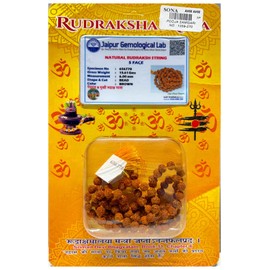 4OUR FAITH Jaipur Certified 5 Mukhi Rudraksha Mala for Men/Women - 108+1 Beads (5mm, 34 Inches) - 100% Natural Brown Beads - Gift for Spirituality & Meditation - Pack of 1