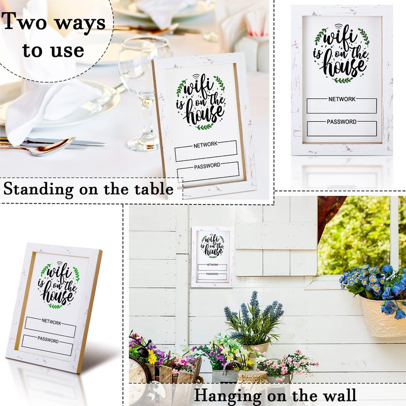 Kathfly Rustic Wifi Pattern Password Sign for Home White Wifi