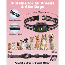 Best No Bark Collar, Dog Bark Collar for Large Medium Small Dogs,Smart Bark Collar,Rechargeable Anti Barking Training Collar with 3 Adjustable Sensitivity, IP67 Waterproof Bark Shock Collar with Beep