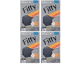 [タマガワエーザイ] （4個セット） フィッティ スタイルフィットプラス 立体 7枚入り ダークグレー ふつうサイズ マスク