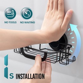 TAILI Soap Dish Soap Bar Holder Suction Cup with 4 Hooks, Soap Saver Tray for Shower, Bathroom, Rustproof Stainless Steel for Tub, Drill-Free, Black